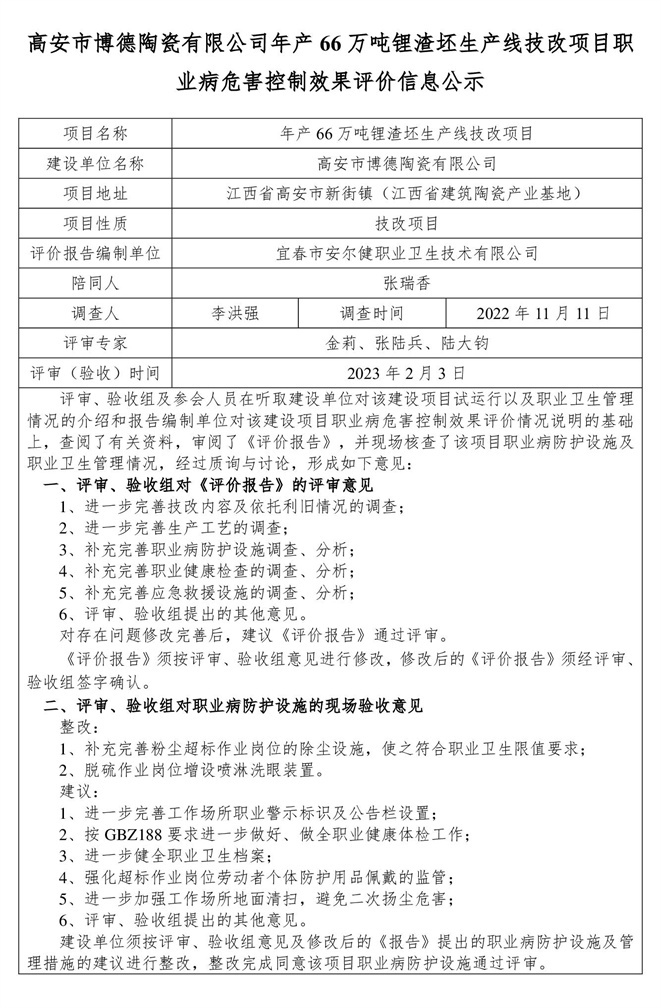高安市博德陶瓷有限公司年產(chǎn)66萬噸鋰渣坯生產(chǎn)線技改項目 建設(shè)項目職業(yè)病危害控制效果評價信息公示-1.jpg